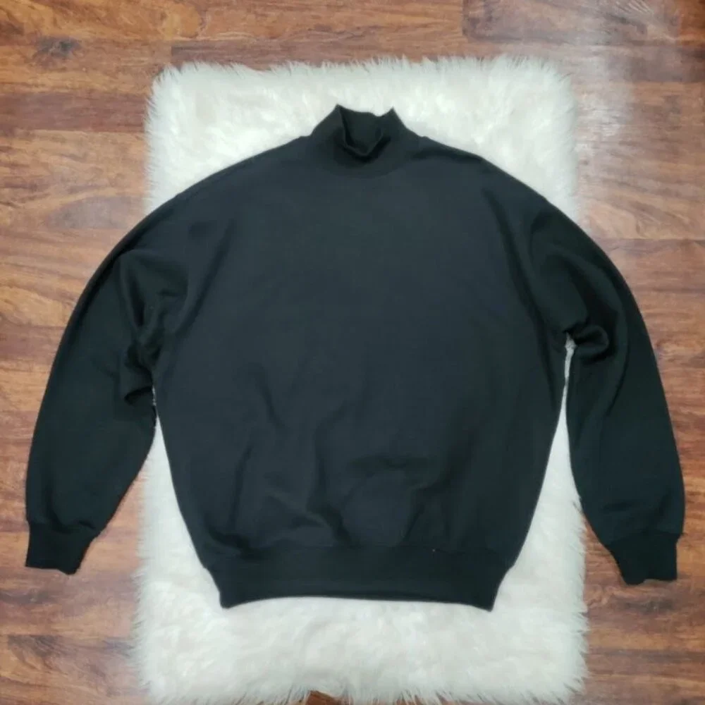 Skims Oversized Womens XS Long Sleeve Mockneck Pullover Sweatshirt Onyx Black - Picture 2 of 10